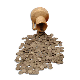 JAR WITH SILVER COINS